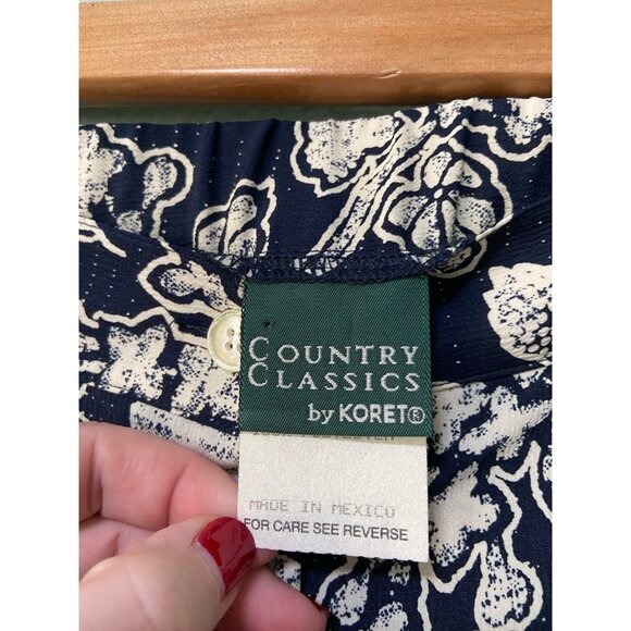 Vintage Country Classics Koret Women's Plus Size Navy &‎ Cream Floral Skirt 20W - Picture 7 of 10